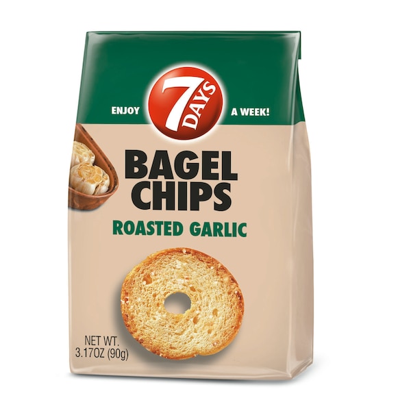 7 Days Bagel Chips Roasted Garlic 3.17 Oz., PK12